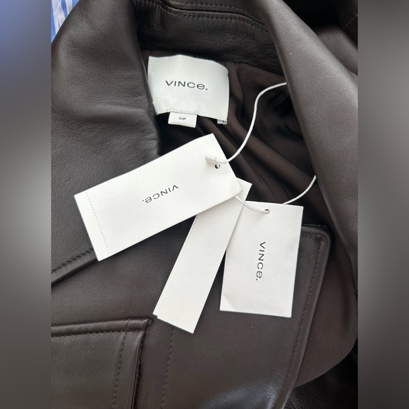 Vince Leather Safari Jacket Size Small NWT Black Truffle - Picture 4 of 5